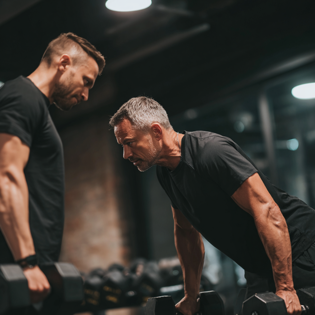 Erős és magabiztos férfi edzés közben